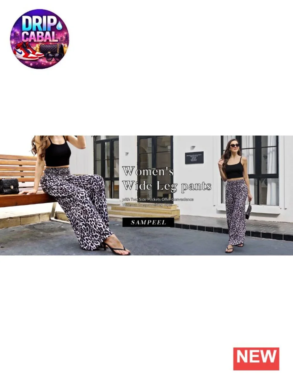 Wide Leg High Waist Pants with Pockets Casual Lounge Trousers 100% Polyester